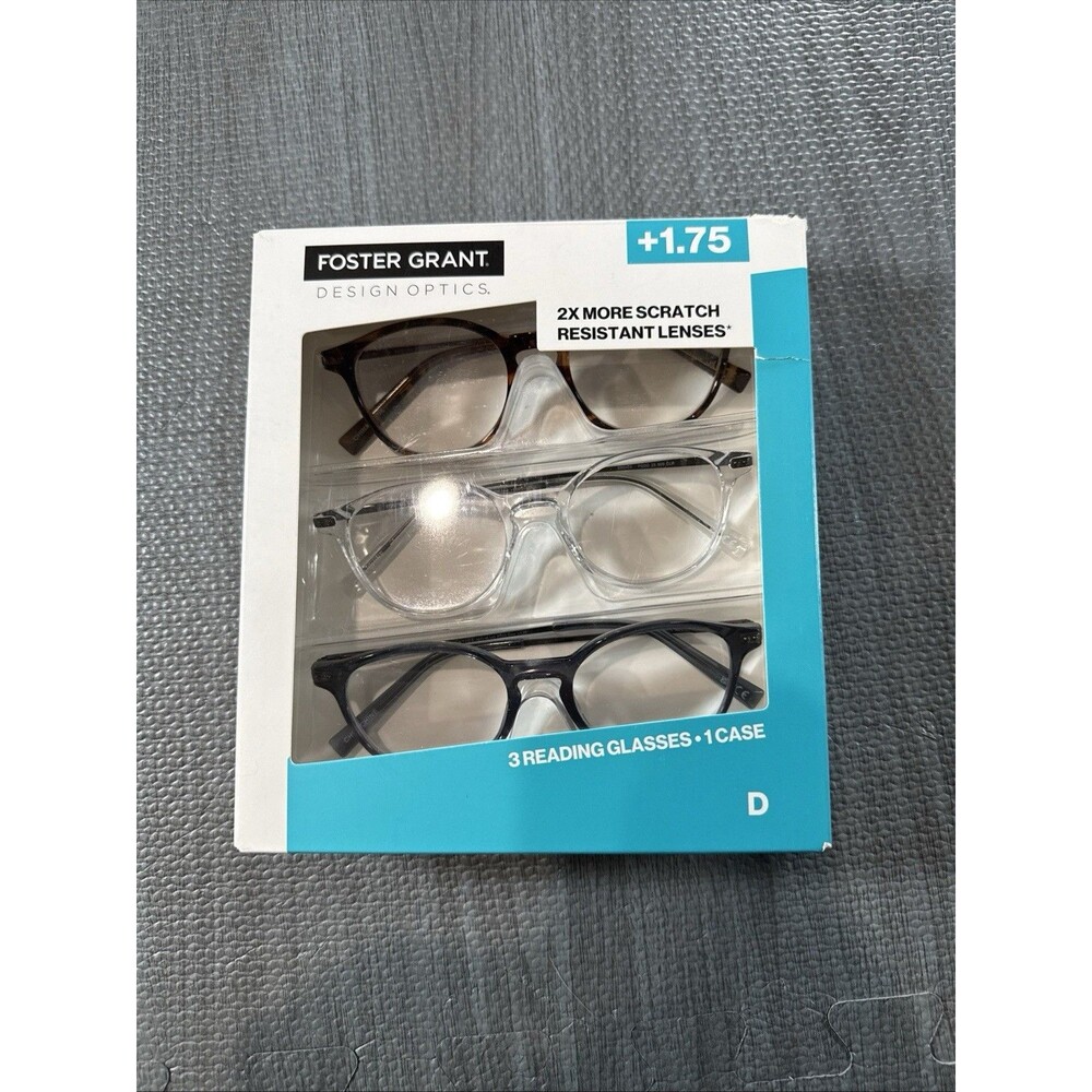 Foster Grant Design OpticsFull rim plastic reading Glasses 3 Pk + 1.75 Open Box - Picture 2 of 4
